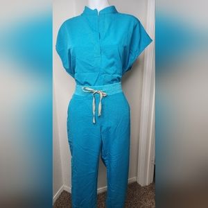 Figs teal jogger pant and top